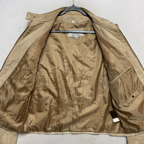 Wilsons Leather M Julian Moto Suede Jacket Mens L Tan Lined Racer - Picture 11 of 15